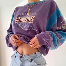Casual Fashion Round Neck Colorblock Sweatshirt