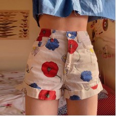 Fashion Printed Middle Waist Casual Shorts